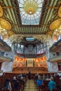 BARCELONA, SPAIN - APRIL 28: Interior of the Palace of Catalan Music on April 28, 2016 in Barcelona, Spain Royalty Free Stock Photo