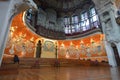 BARCELONA, SPAIN - APRIL 28: Interior of the Palace of Catalan Music on April 28, 2016 in Barcelona, Spain Royalty Free Stock Photo