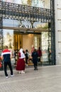 Barcelona, Spain - April 3, 2021. Logo and facade of Zara, Spanish fashion chain from Arteijo, La CoruÃÂ±a, Spain. Belonging to the