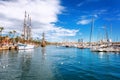Barcelona, Spain - April 17, 2016: Many yachts lying at Port Vell Marine