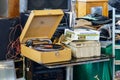 Barcelona, Spain - April 16, 2022. Old vinyl record player Royalty Free Stock Photo