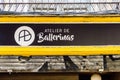 Barcelona, Spain-April 24, 2023. Pretty Ballerinas, Footwear created by Pedro MascarÃÂ³ in Mallorca, Spain. Logo on the entrance