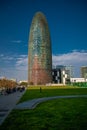 BARCELONA, SPAIN - April, 2019: Torre Glories or Torre Agbar is a skyscraper located in the new technological district of Royalty Free Stock Photo