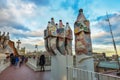 BARCELONA, SPAIN - APRIL 28: Tourists on the roof terrace of the Casa Batllo on April 28, 2016 in Barcelona, Spain
