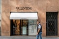 Barcelona, Spain-April 29, 2023. Valentino, clothing company founded in 1959 by Valentino Garavani and based in Milan. Logo on the