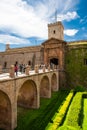 Barcelona, Spain - April, 2019: View of Castillo de Montjuic on mountain Montjuic in Barcelona, Spain Royalty Free Stock Photo