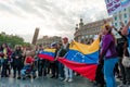 Barcelona, Spain - 30 april 2019: young venezuelan womane scream in