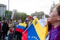 Barcelona, Spain - 30 april 2019: young venezuelans protest in