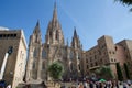 BARCELONA, SPAIN - AUG 30th, 2017: famous cathedral is located in the gothic quarter during a sunny day Royalty Free Stock Photo