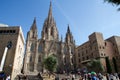 BARCELONA, SPAIN - AUG 30th, 2017: famous cathedral is located in the gothic quarter during a sunny day Royalty Free Stock Photo