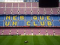 BARCELONA, SPAIN - Aug 31, 2018: View on the field and the tribunes at Camp Nou