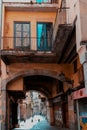 Barcelona, Spain - August 18, 2022. Alley of El Borne, Barcelona in the Ribera in the district of Ciutat Vella. Spain