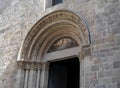 Barcelona, Spain - August 28, 2023: Beautiful cathedral arch door entrance landmark in Barcelona