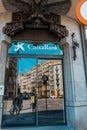 Barcelona, Spain-August 18, 2022. CaixaBank is a Spanish bank, with operational headquarters in Madrid and Barcelona, founded in