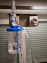 Barcelona, Spain - August 1, 2021. Oxygen inhalation equipment in hospital room, due to covid-19