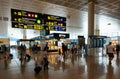 Barcelona, Spain. August 2019: Passengers in transit in Terminal 2 of Barcelona international airport.