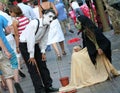 Street performer mime at La Rambla in Barcelona