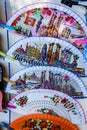 Barcelona, Spain-August 17, 2023. Typical souvenirs from Barcelona, Spain. Fans Royalty Free Stock Photo