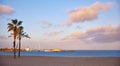 Barcelona, Spain. Barceloneta beach. Colorful evening sunset Royalty Free Stock Photo