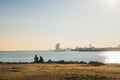 Barcelona, Spain - 05.12.2018: Beautiful day with people relaxing on the beach Royalty Free Stock Photo