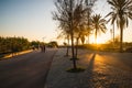 Barcelona, Spain - 05.12.2018: Beautiful sunny day with people cycling and walking along a street Royalty Free Stock Photo