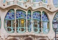 Barcelona in Spain. Casa Batllo of Antoni Gaudi. Fragment of famou