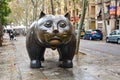 Barcelona, Spain - The cat El Gat sculpture by Botero, Rambla del Raval, Barcelona, Catalonia, Spain