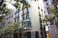 Barcelona, Spain, 1.09.2020 - Catalan Flags on balcony of residential building