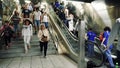 La Sagrera subway station in Barcelona, Spain people stairs