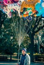 Barcelona, Spain - 21 December, 2017: Close Balloon seller at Barcelona park