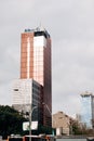 Barcelona, Spain - 15 December 2019: View of Edificio Allianz, Torre Allianz - skyscraper on Carrer de Tarragona Street