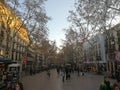 Barcelona, Spain, December 21, 2017: View of Streets of Barcelona Downtown Royalty Free Stock Photo