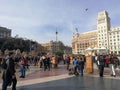 Barcelona, Spain, December 22, 2017: View of Streets of Barcelona Downtown Royalty Free Stock Photo