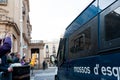 Barcelona, Spain - 21 decemer 2018: young catalan independists, called Cdr, clash with police during a cabinet meeting in Llotja