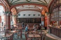 Barcelona, Spain - Feb 24, 2020: Retaurant dining hall inside Catalonia Music Hall building