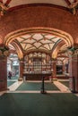 Barcelona, Spain - Feb 24, 2020: Retaurant dining hall inside Catalonia Music Hall building