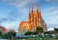 BARCELONA, SPAIN - FEB 10: View of the Sagrada Familia, a large Royalty Free Stock Photo