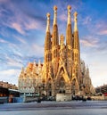 BARCELONA, SPAIN - FEB 10: View of the Sagrada Familia, a large