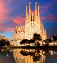 BARCELONA, SPAIN - FEB 10: View of the Sagrada Familia, a large Royalty Free Stock Photo