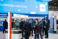 Barcelona , Spain - February 28 2023: Mobile world congress 2023 in Barcelona. Booth or stand of Intel Corporation