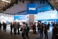 Barcelona , Spain - February 28 2023: Mobile world congress 2023 in Barcelona. Booth or stand of Intel Corporation