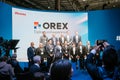 Barcelona , Spain - February 28 2023: Mobile world congress 2023 in Barcelona. Booth or stand of Orex.