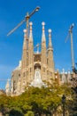 BARCELONA, SPAIN - February 5, 2016: Sagrada Familia church Temple Expiatori de la Sagrada Famalia in Barcelona, Spain. Designed Royalty Free Stock Photo