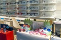 Barcelona, Spain - February 17, 2022. Shop window of an optician's in which glasses and other items related to sight