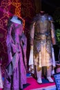 Exhibition of costumes and props from the movie `The Game of Thrones` in the premises of the Maritime Museum of Barcelona.