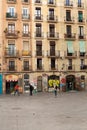 Beautiful architecturResidential apartment building with shops on the ground floor Barcelonae in the city centre of Barcelona Royalty Free Stock Photo