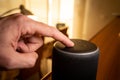 Barcelona, Spain. January 2019: Selective focus on Amazon Echo Plus smart Home device