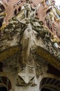 Barcelona, Spain - January 7th 2020. Sculptures on the facade of the palau de la musica, Barcelona