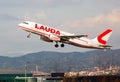 Laudamotion Airbus A320-232 OE-LOJ taking off from Barcelona Airport