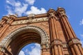 Barcelona, Spain-July 13, 2023. Arc de Triomf , monument in Barcelona, Spain. Designed by JosÃÂ© Vilaseca as the main entrance to